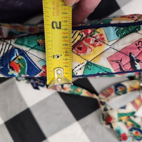 Vera Bradley Cuban Stamps Triple Zip Crossbody Bag Purse - Picture 7 of 12